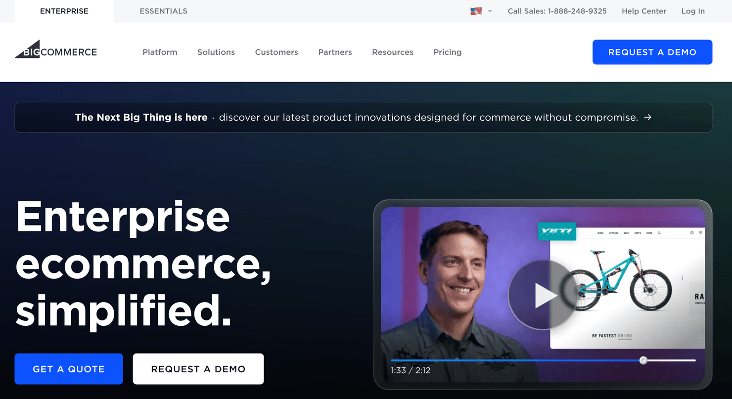 BigCommerce homepage