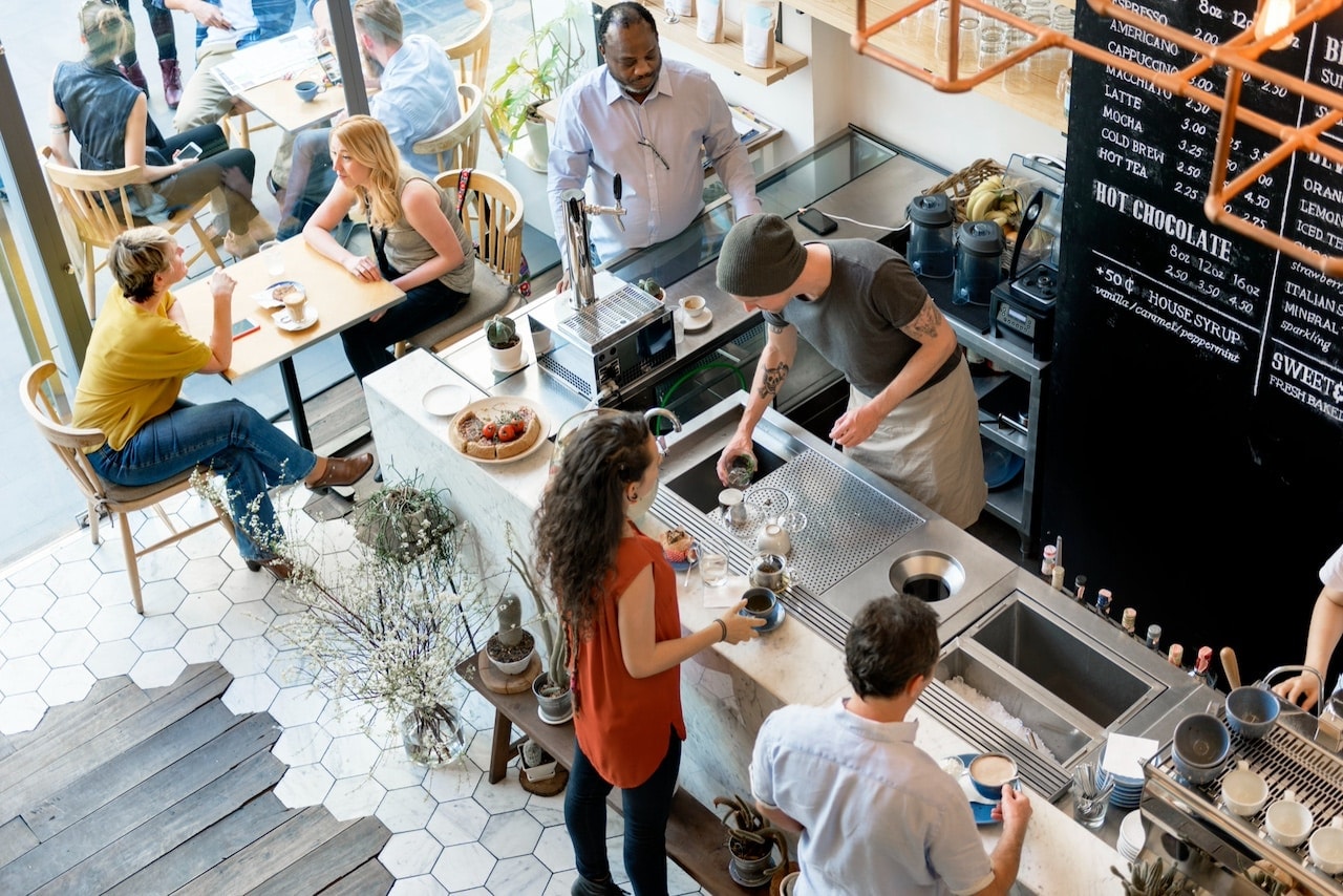 Coffee shop full of customers