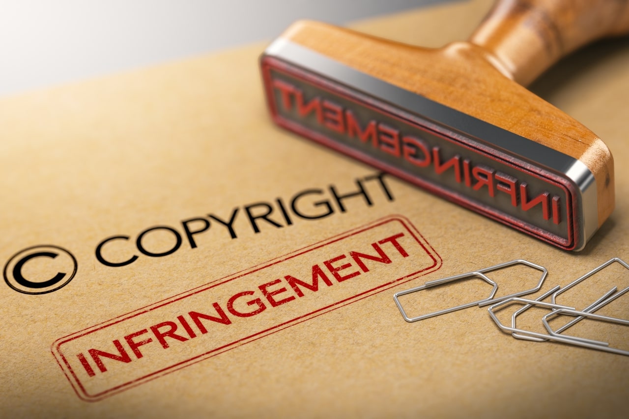 Copyright infringment stamp on paper 