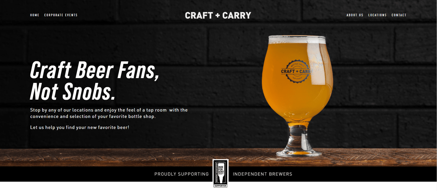 Screenshot image of Craft & Carry's website.