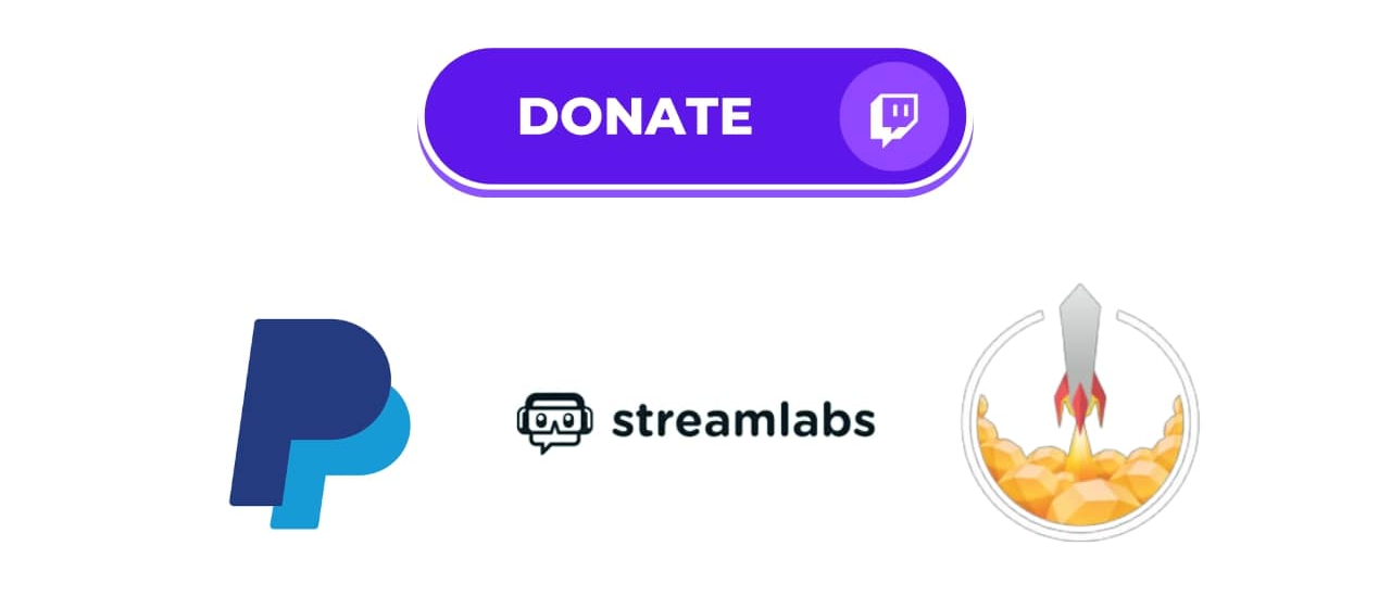 Donation platform logos for Twitch.