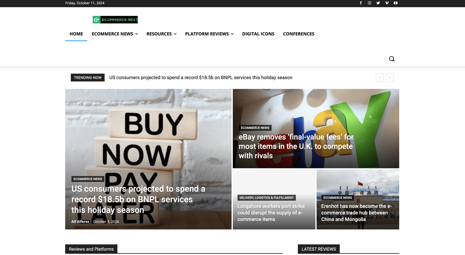 Ecommerce Next's homepage
