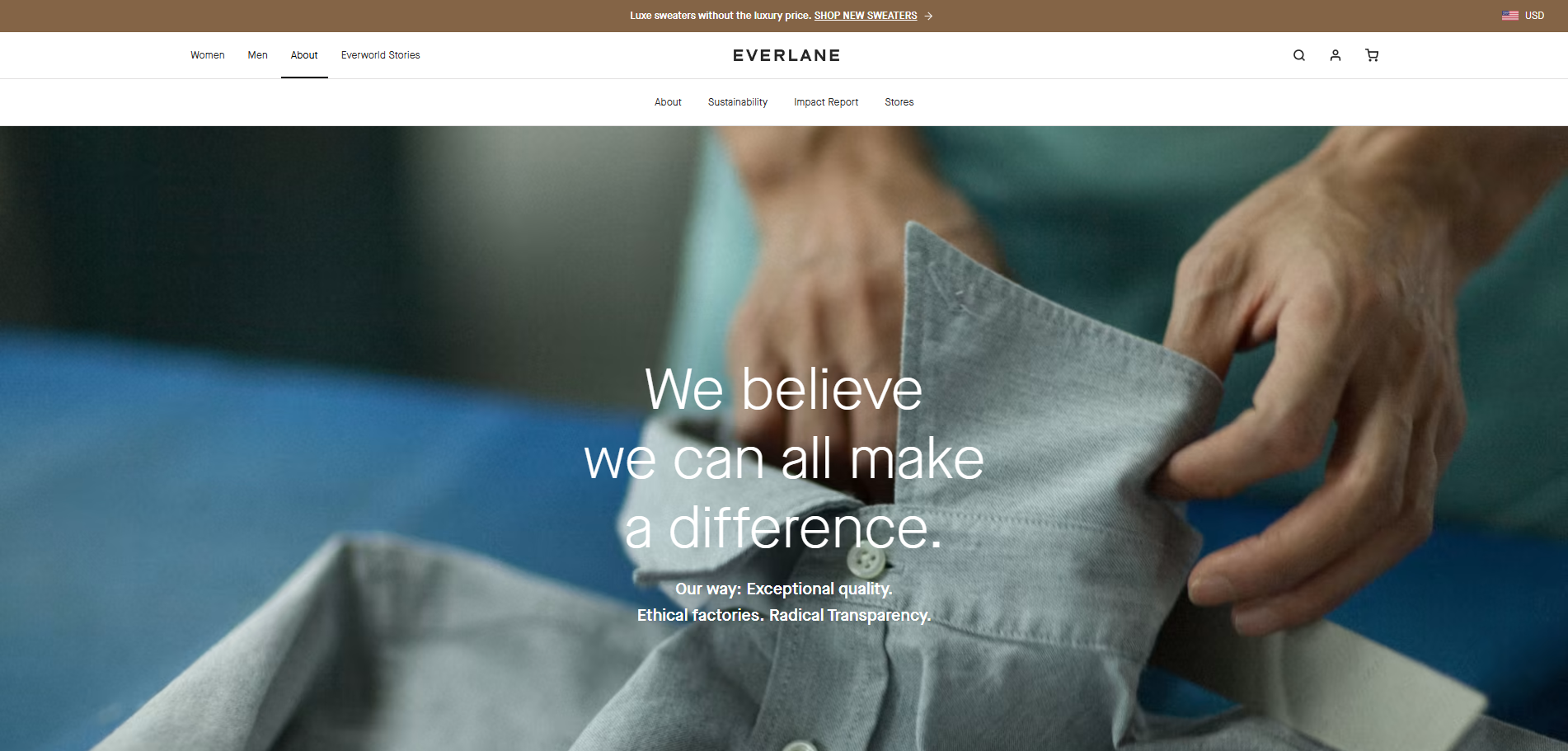 Everlane's About Us page.