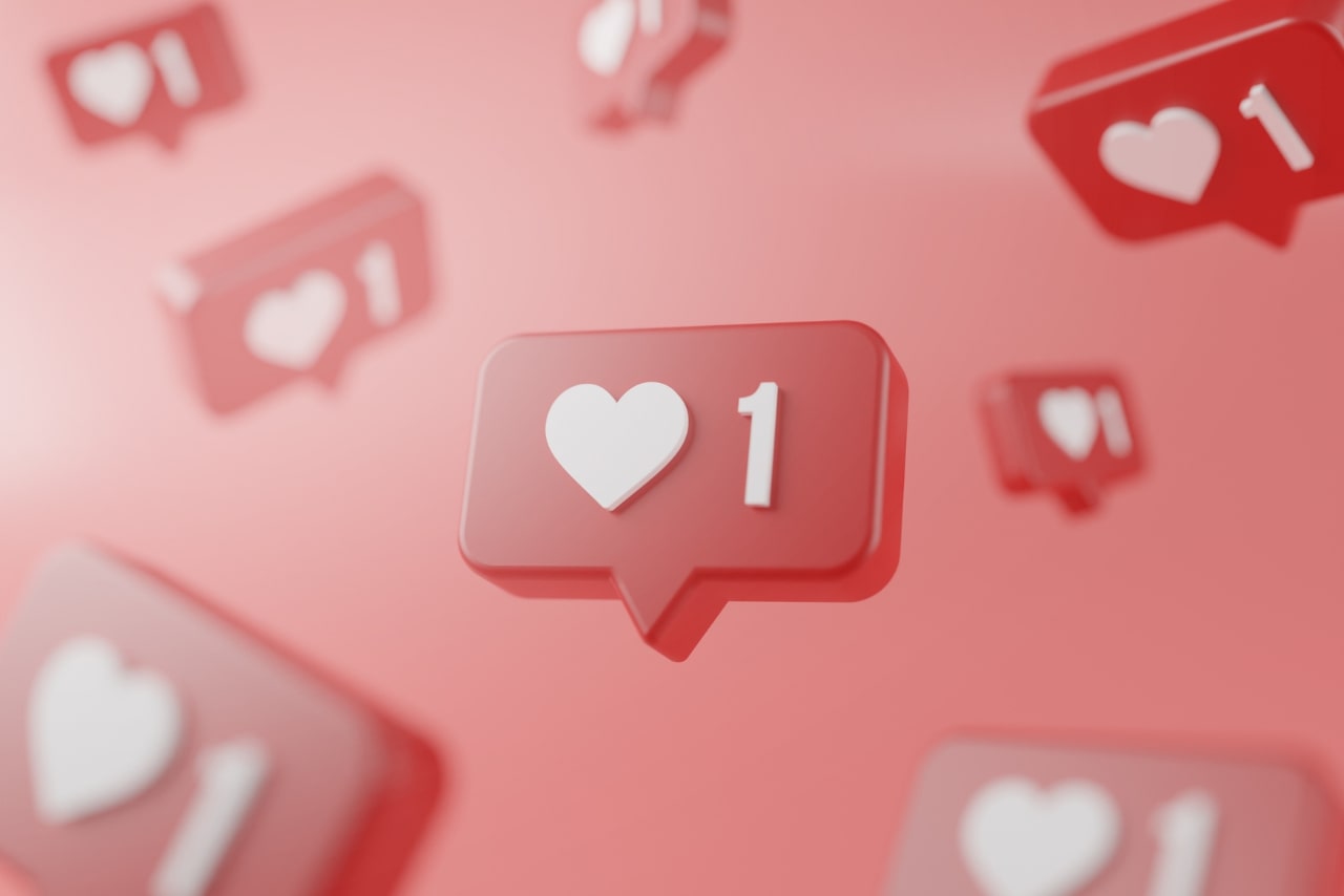 Floating One Love Notification Icon 3D Rendering.