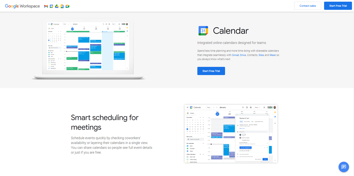 Google Calendar's website.