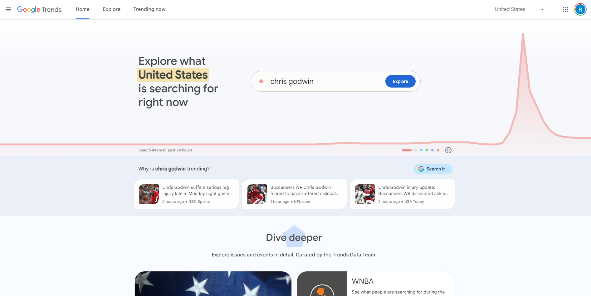 Google trends' homepage.