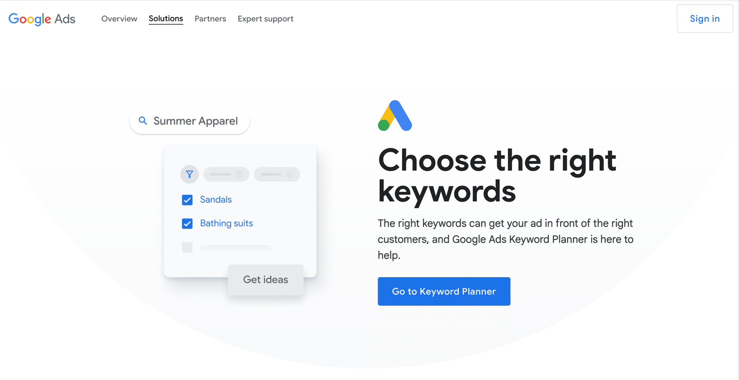 Google's Keyword Planner website