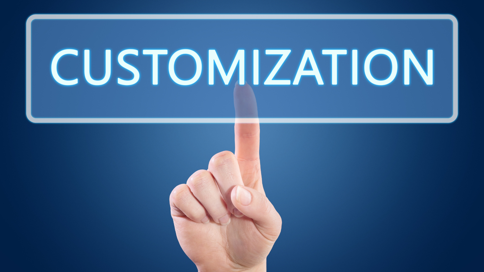 Hand pressing customization button.