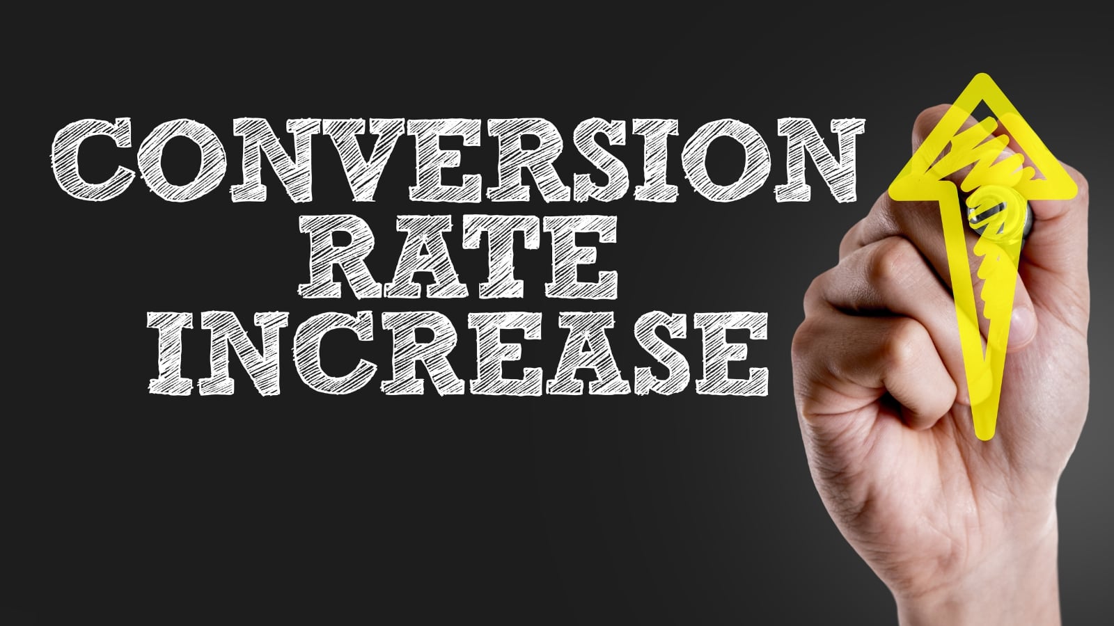Hand writing Increase conversion rate on blackboard.