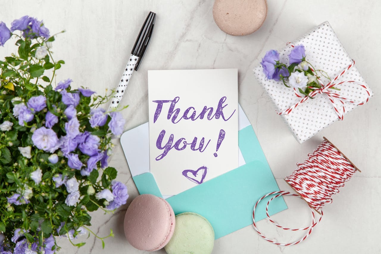Handwritten thank you note