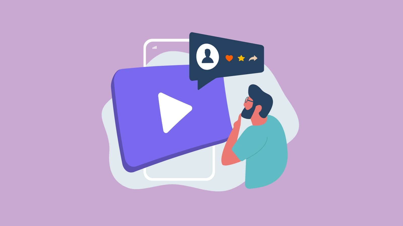 Illustration man watching personalized video content.