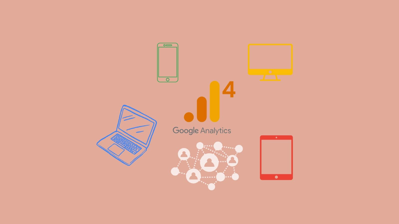 Illustration of GA4's cross-device tracking functionality.