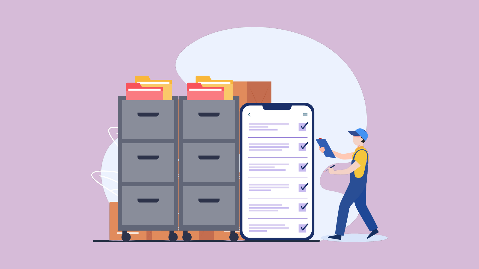 Illustration of person conducting data and content inventory.
