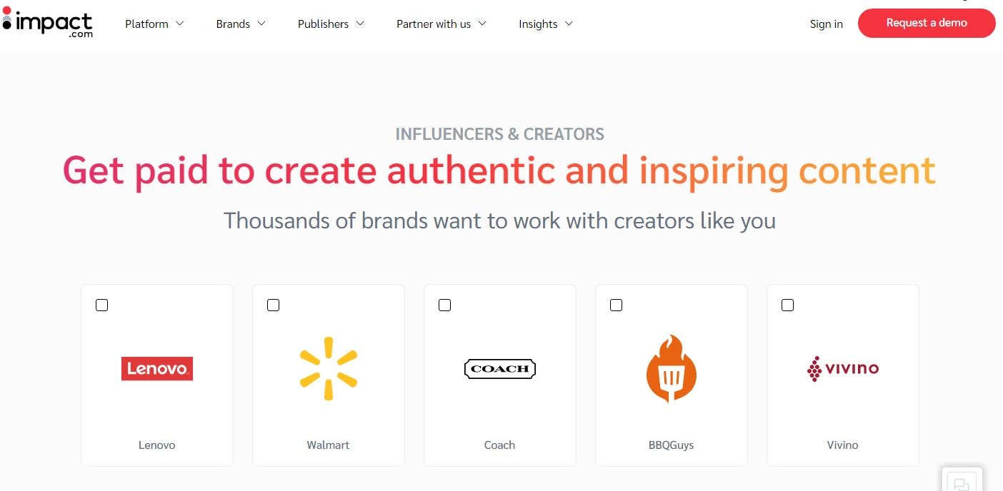 Impact.com influencer marketplace