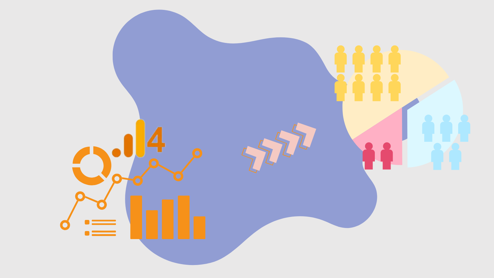 Infographic showing GA4's feature to segment users by specific conditions.