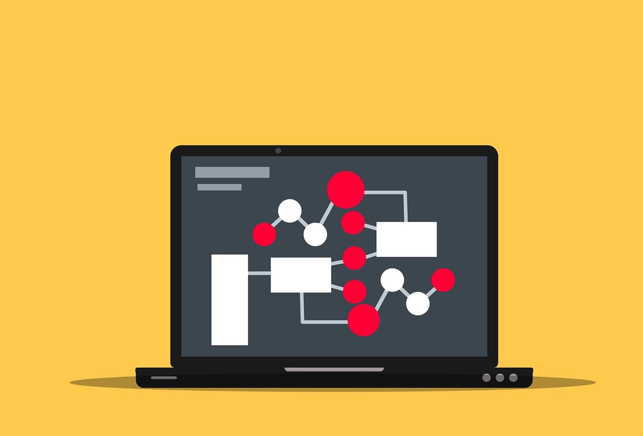 Laptop Infographic of content algorithm.