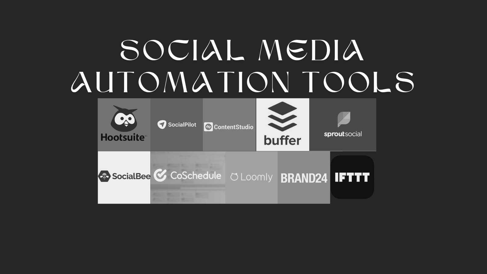 Logos of several social media automation tools.