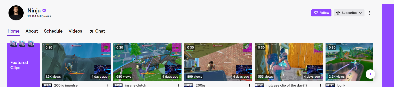 Ninja's twitch account is one of the most followed on the platform.