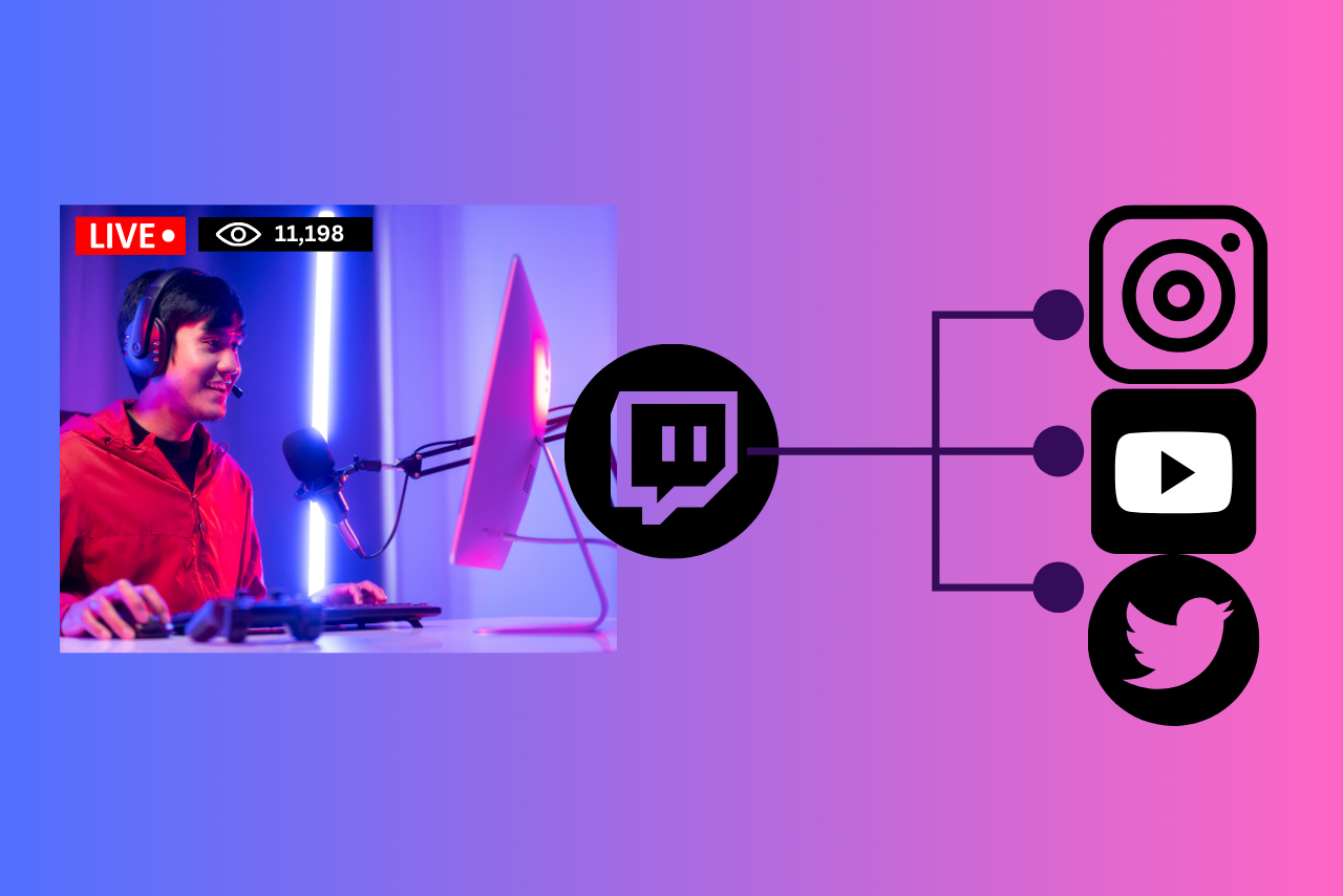 Person live streaming to other social media platforms.