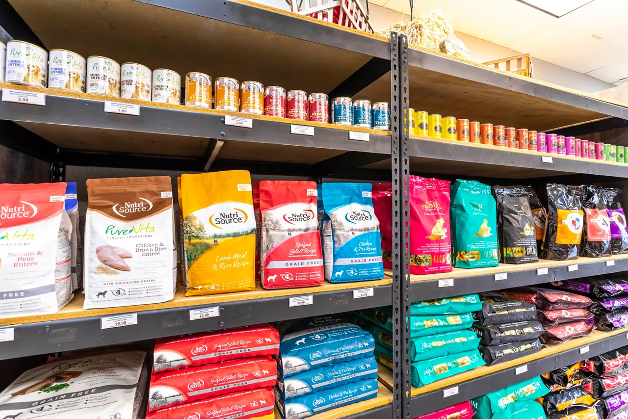 Pet foods in pet supply store