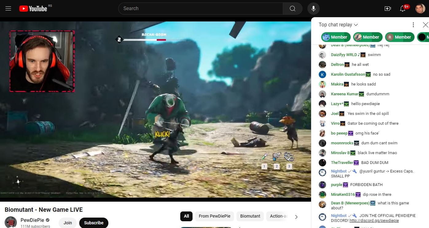 PewDiePie livestream on youtube