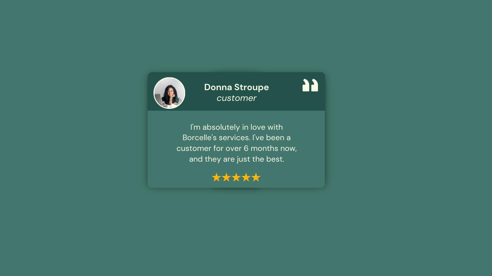 Sample of quoted customer review.