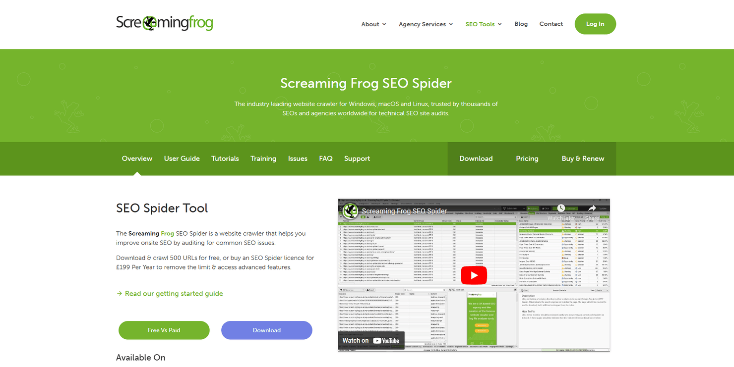 Screaming Frog SEO Spider website.