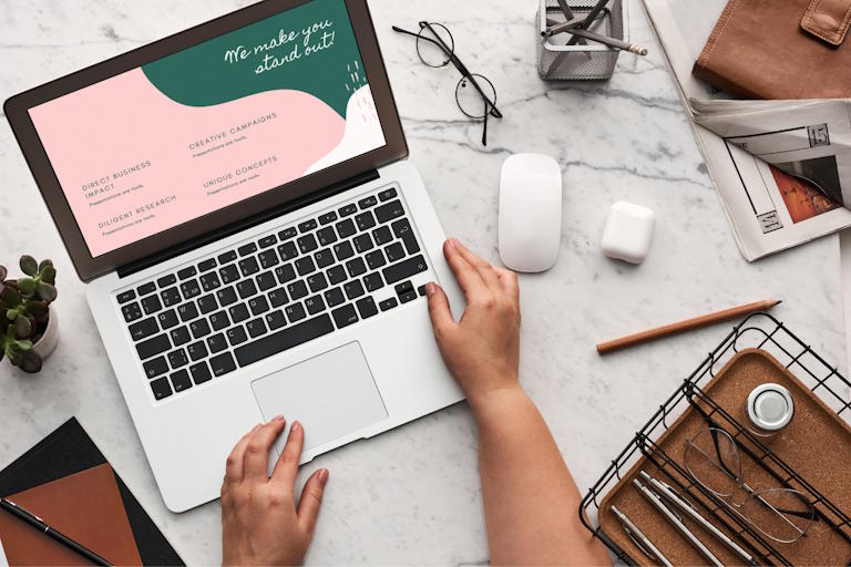 A person designing a digital product for online sale.