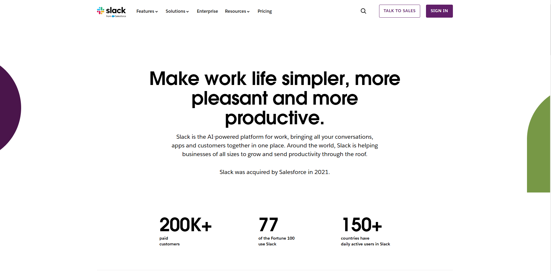 Slack's About Us page.