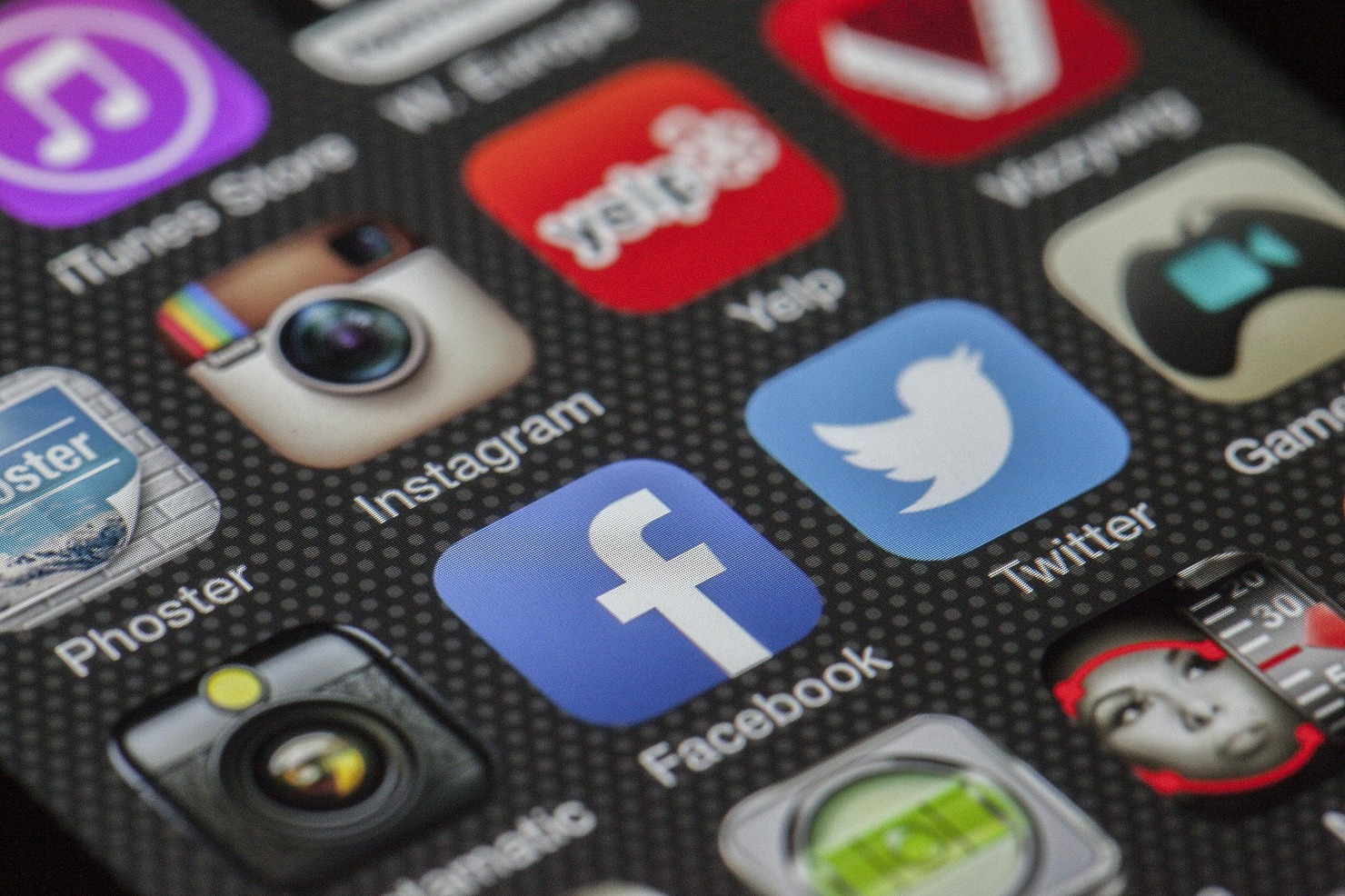 Social media platform icons presented on smartphone screen_3