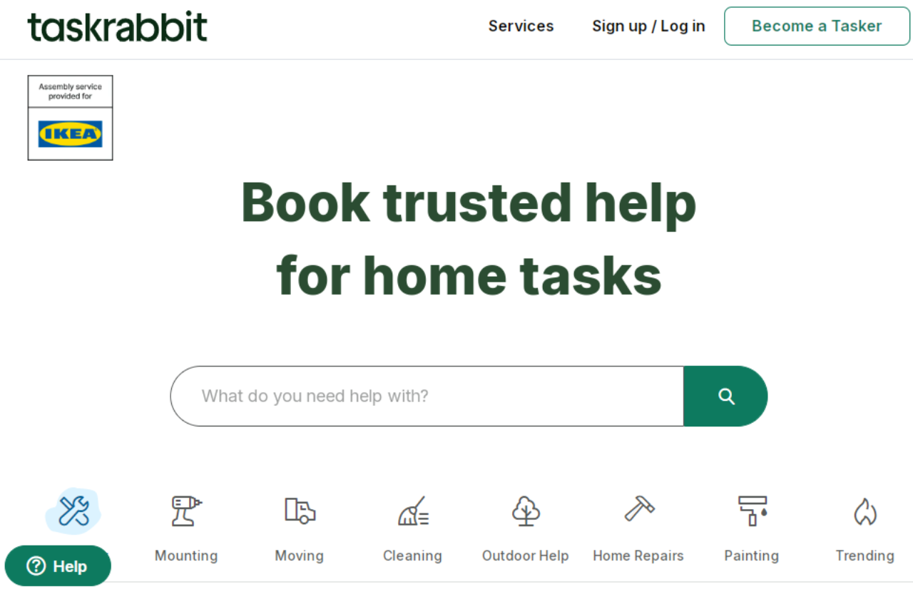 Taskrabbit website homepage