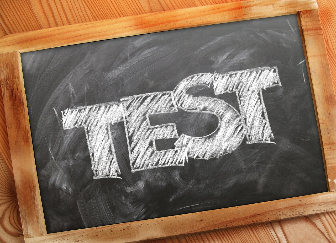 The word test on a blackboard