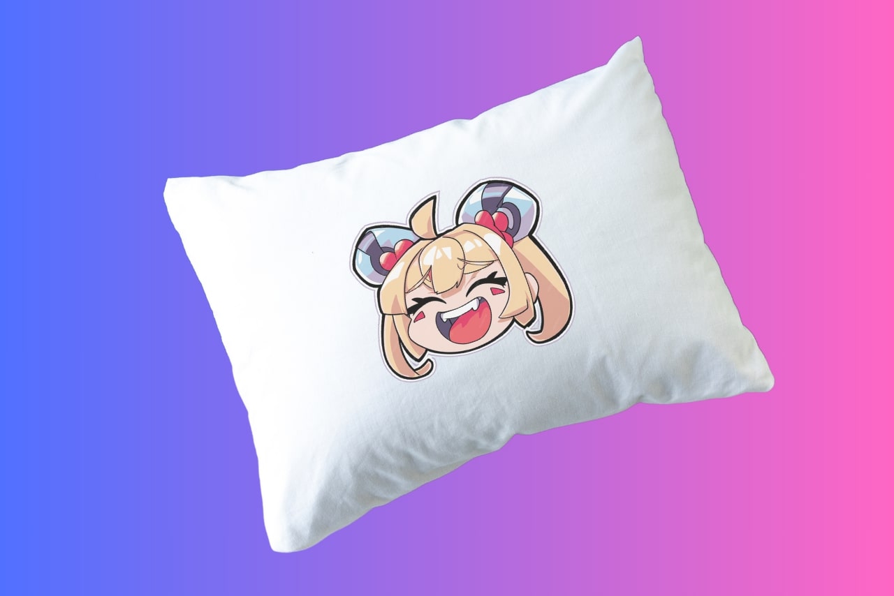 Twitch merch - pillow with emotes print.