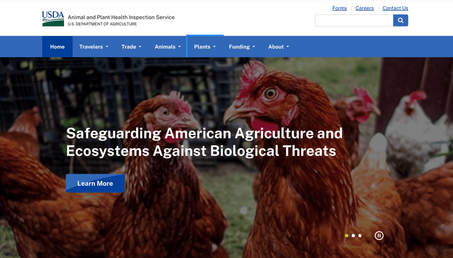 USDA's Animal and Plant Health Inspection Service website