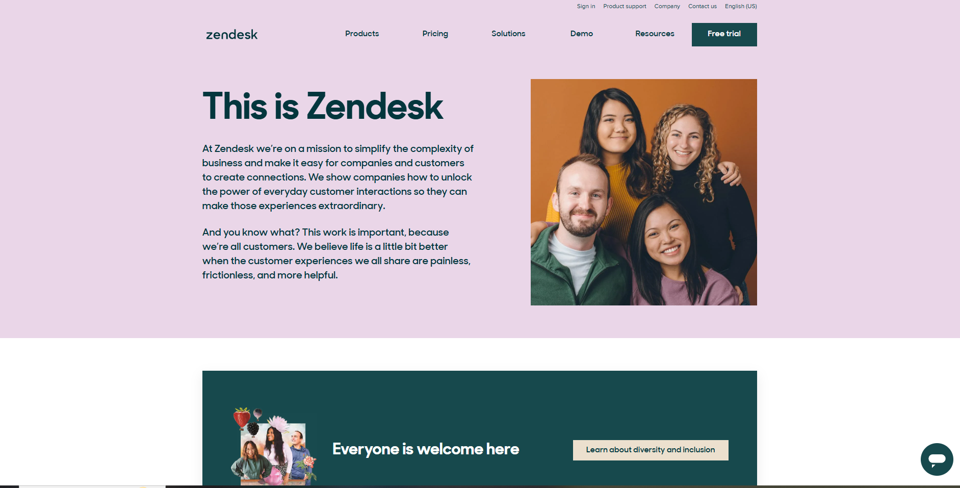Zendesk's about us page.