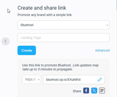 Bluehost link creation system