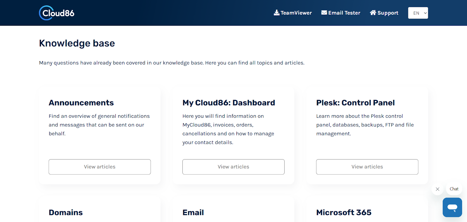 screenshot of Knowledge base