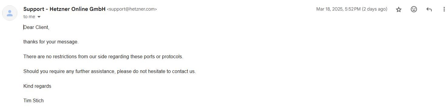 captura de pantalla de conversación por correo