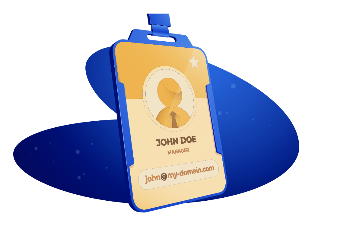 Name badge for Jon Doe, featuring an avatar and a business email address, symbolizing the importance of a professional email for a Google Business Profile.