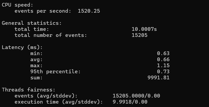CPU Performance Test result