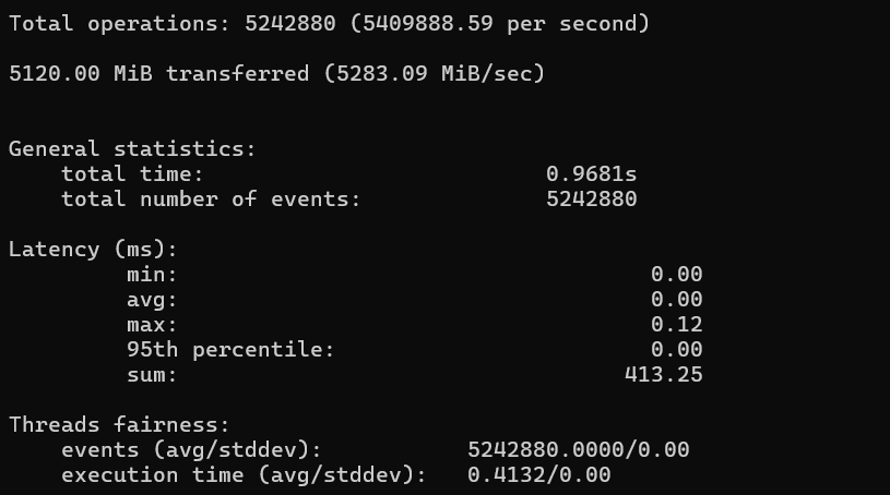 Memory Performance Test result