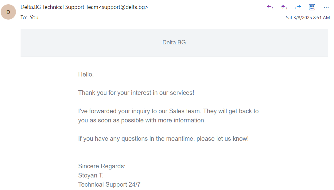 screenshot of email conversation