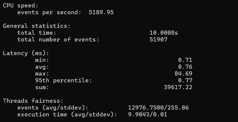 CPU Performance Test result