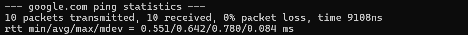 Network Speed Test results