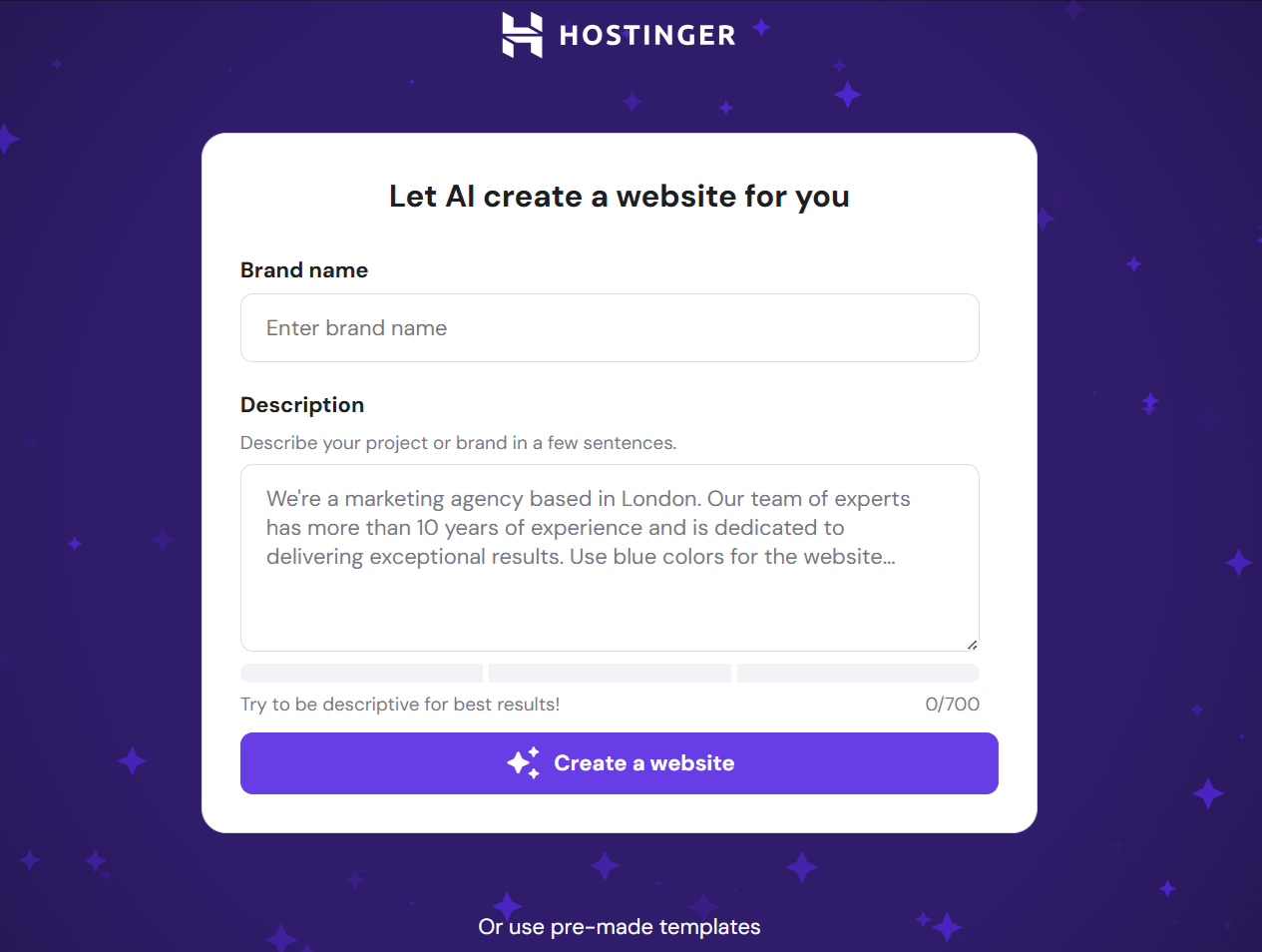 Hostinger templates