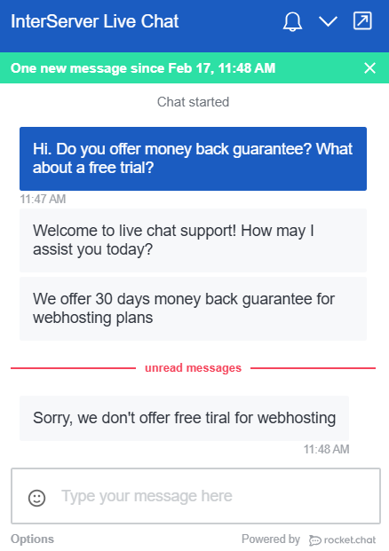 Live Chat conversation