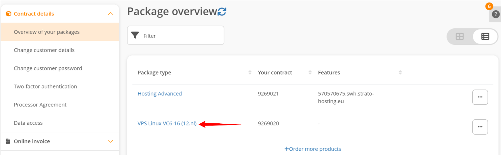 screenshot of package overview