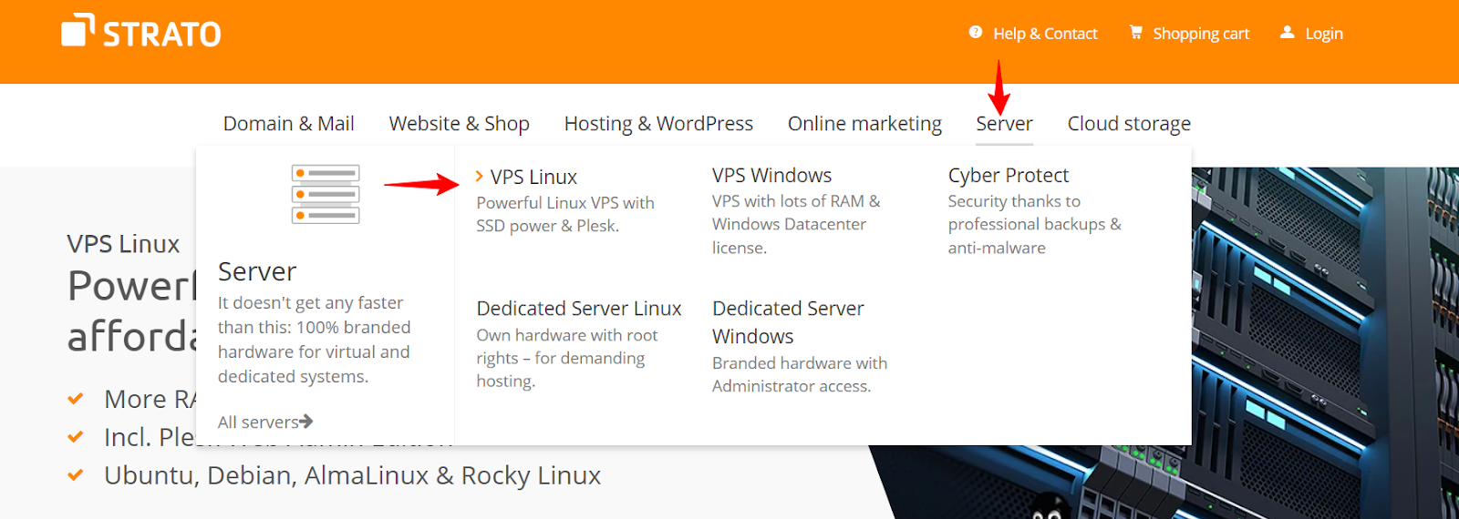 VPS Linux button