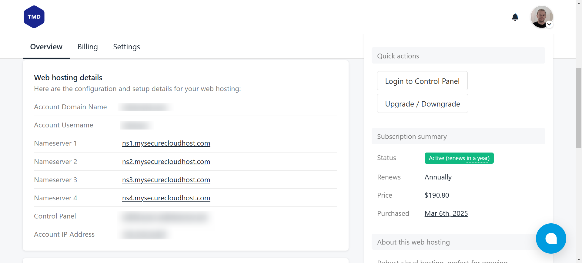 Web Hosting Details