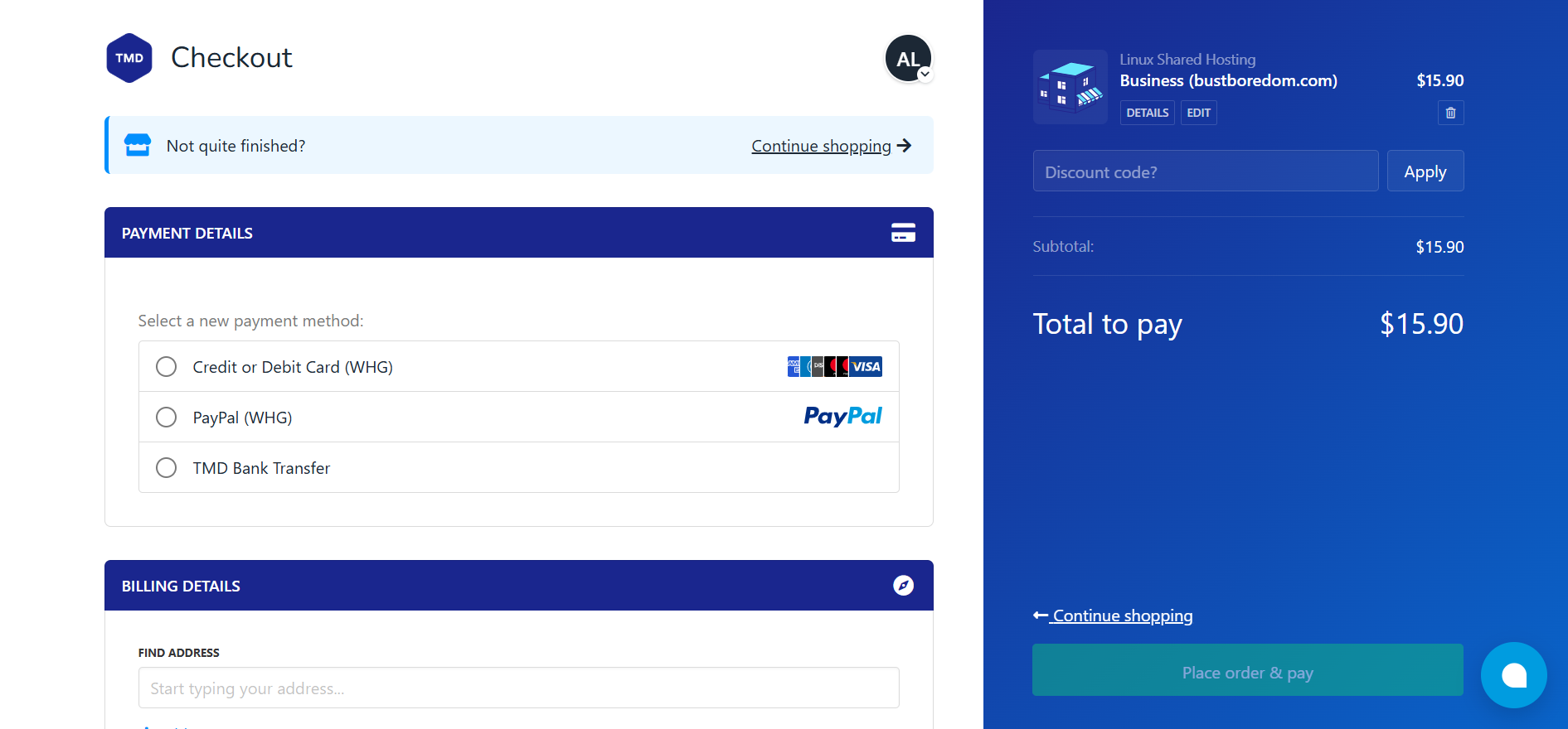 Payment information